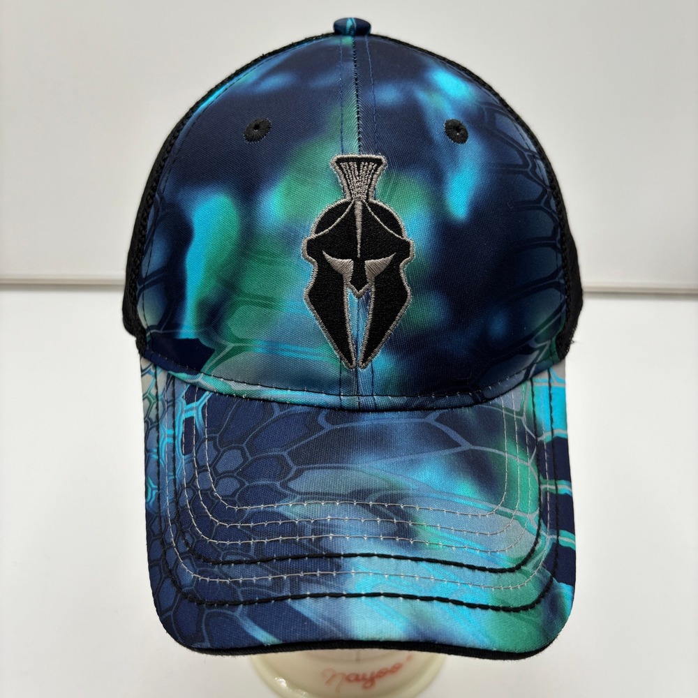 Kryptek Pontus Camo Spartan Logo Trucker Hat Snapback OSFM Blue Green Camouflage